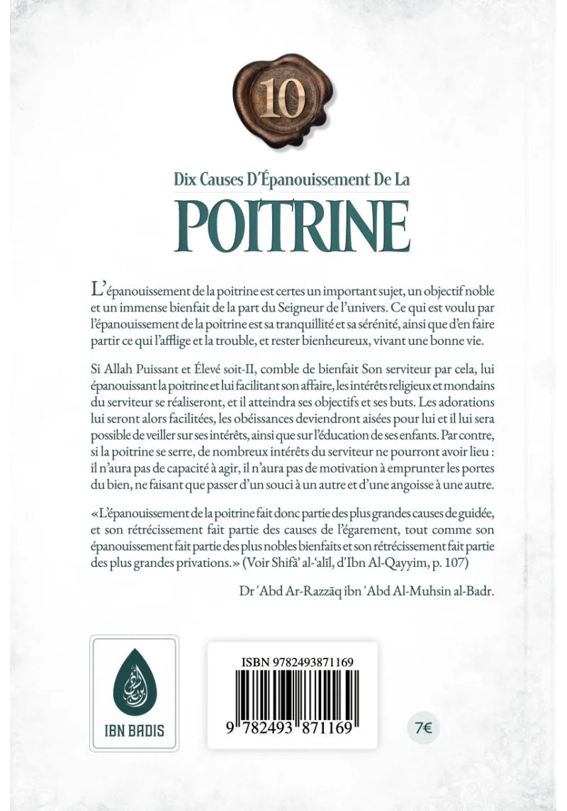 10 causes d’épanouissement de la poitrine - Dr 'Abd Ar-Razzāq al-Badr - Ibn Badis AL FIL MAKTABA