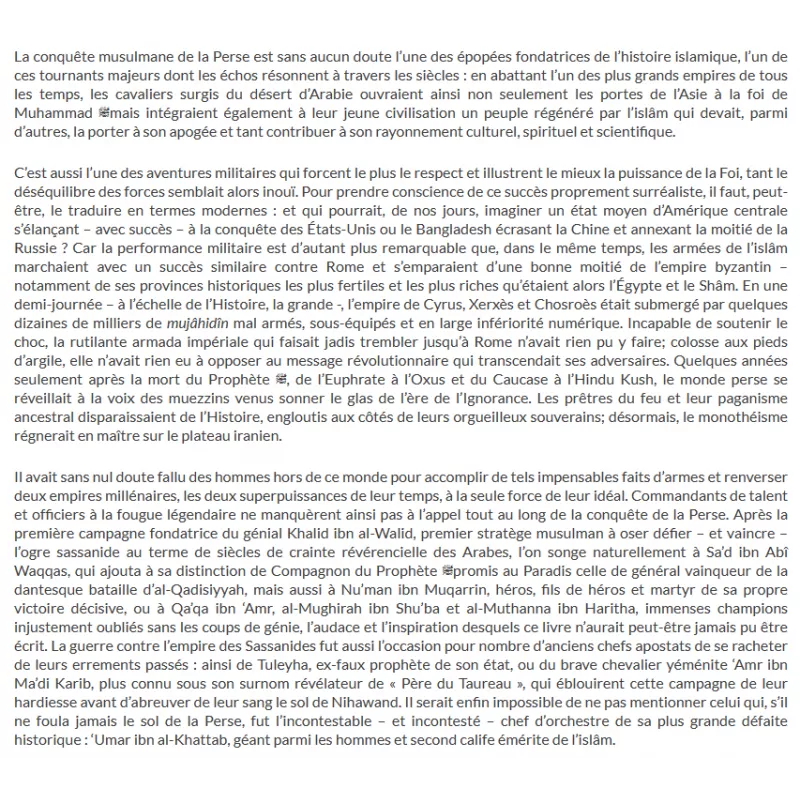 La Conquête Musulmane de la Perse - Agha Ibrahim Akram - Editions Ribât