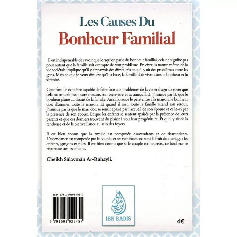 Les Causes du Bonheur Familial - Shaykh Ar-Rûhayli - Ibn Badis