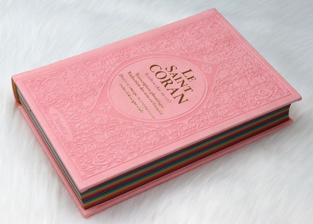 Le Saint Coran Rainbow (Arc-en-ciel) - Ar/Fr/Phonétique- Edition de luxe - grand format- Hafs- (2 couleurs au choix)