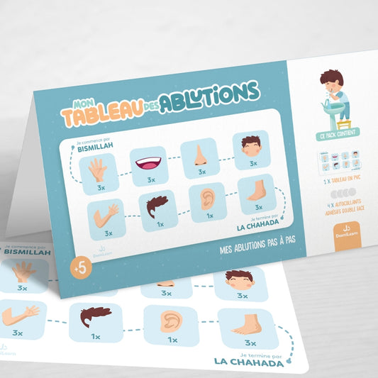 Mon tableau des ablutions bleu– Mes ablutions pas à pas - DeeniLearn