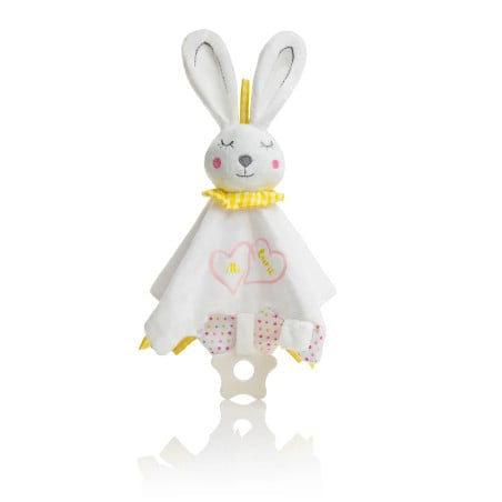 Doudou lapin Islatoys avec anneau de dentition pour bébé fille Al Fil Maktaba