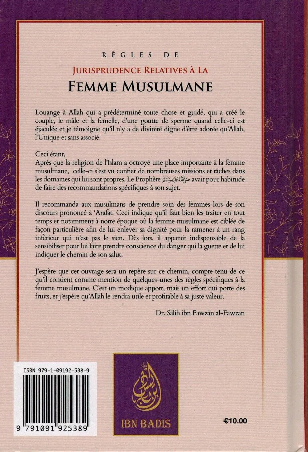 Règles de Jurisprudence Relatives à la Femme Musulmane - Shaykh Al-Fawzân - Ibn Badis