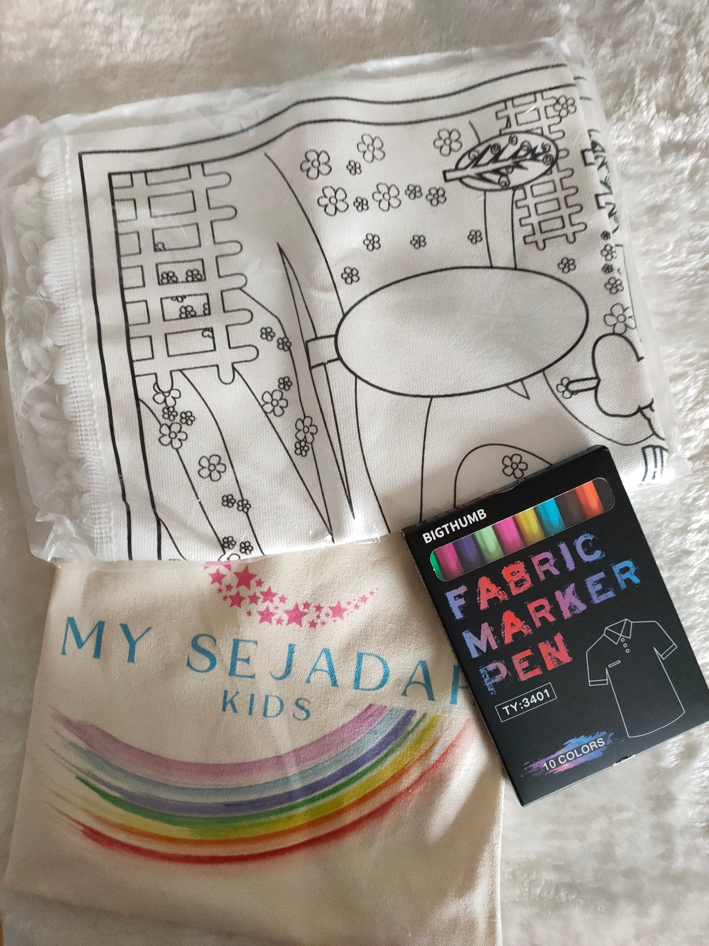 Tapis coloriable + sac transportable et stylos de couleurs - My Sejedah Kids