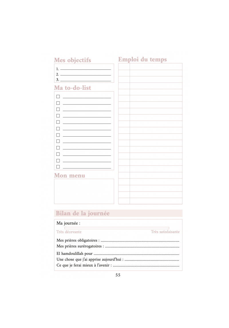 Mon Planner Ramadan - Pour Femme (Rose) - Al Imam