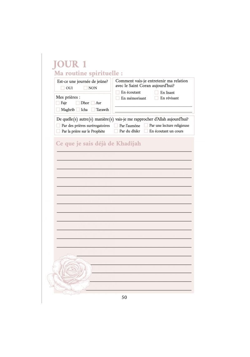 Mon Planner Ramadan - Pour Femme (Rose) - Al Imam