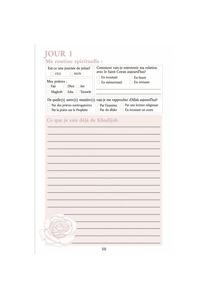 Mon Planner Ramadan - Pour Femme (Rose) - Al Imam