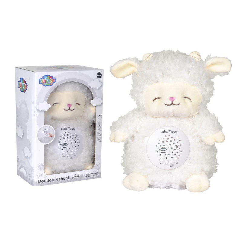 Doudou Kabchi Mouton Blanc - Veilleuse Coranique avec détecteur de pleurs - Cadeau pour bébé et enfant musulman - Jouet Islatoys Al Fil Maktaba