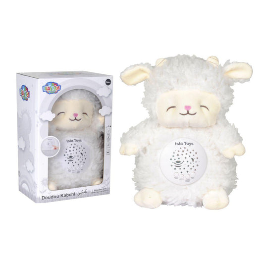 Doudou Kabchi Mouton Blanc - Veilleuse Coranique avec détecteur de pleurs - Cadeau pour bébé et enfant musulman - Jouet Islatoys