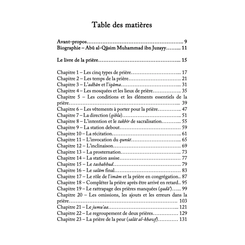 Le livre de la prière - Ibn Juzayy - Dar Al Andalus